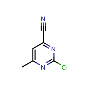 Chemical structure of 2-chloro-6-methyl-pyrimidine-4-carbonitrile , CAS 16858-56-3, AChemBlock T93690