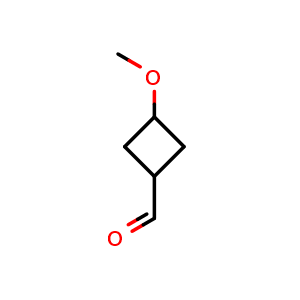 Chemical structure of 3-methoxycyclobutanecarbaldehyde , CAS 1437082-14-8, AChemBlock T93706