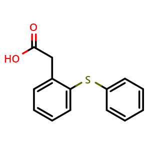 Chemical structure of 2-(Phenylthio)phenylacetic acid , CAS 1527-17-9, AChemBlock T93716