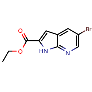 Chemical structure of ethyl 5-broMo-1H-pyrrolo[2,3-b]pyridine-2-carboxylate , CAS 1222175-21-4, AChemBlock T93718