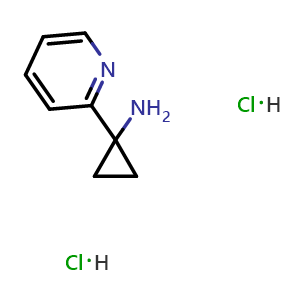 Chemical structure of 1-(Pyridin-2-yl)cyclopropanamine dihydrochloride , CAS 1215107-39-3, AChemBlock T93719