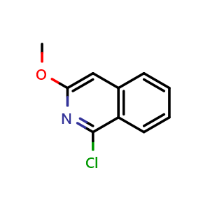 Chemical structure of 1-chloro-3-methoxy-isoquinoline , CAS 16535-95-8, AChemBlock T93750