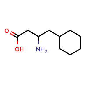 Chemical structure of 3-amino-4-cyclohexyl-butanoic acid , CAS 145340-57-4, AChemBlock T93760