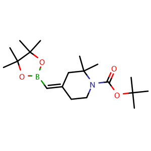 Chemical structure of tert-butyl (4Z)-2,2-dimethyl-4-[(4,4,5,5-tetramethyl-1,3,2-dioxaborolan-2-yl)methylene]piperidine-1-carboxylate , AChemBlock T93765