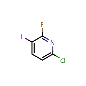 Chemical structure of 6-Chloro-2-fluoro-3-iodopyridine , CAS 1187732-65-5, AChemBlock T93800