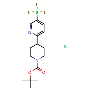 Chemical structure of potassium [6-(1-tert-butoxycarbonyl-4-piperidyl)-3-pyridyl]-trifluoro-boranuide , AChemBlock T93829
