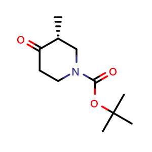 Chemical structure of tert-butyl (3R)-3-methyl-4-oxo-piperidine-1-carboxylate , CAS 2091951-57-2, AChemBlock T93831