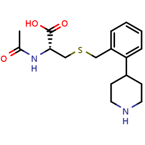 Chemical structure of (2R)-2-acetamido-3-[[2-(4-piperidyl)phenyl]methylsulfanyl]propanoic acid , CAS 2387561-08-0, AChemBlock T93931