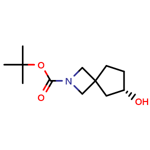 Chemical structure of tert-butyl (6S)-6-hydroxy-2-azaspiro[3.4]octane-2-carboxylate , CAS 2376903-72-7, AChemBlock T93935