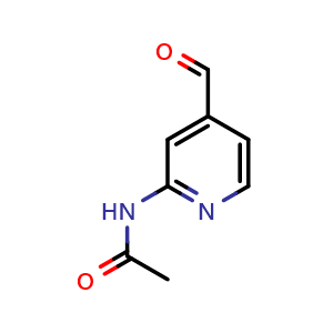 Chemical structure of N-(4-formyl-2-pyridyl)acetamide , CAS 149141-10-6, AChemBlock T93940