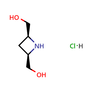 Chemical structure of [rel-(2S,4R)-4-(hydroxymethyl)azetidin-2-yl]methanol hydrochloride , CAS 1036262-56-2, AChemBlock T93942