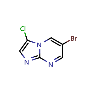 Chemical structure of 6-bromo-3-chloro-imidazo[1,2-a]pyrimidine , CAS 1019025-49-0, AChemBlock T93951