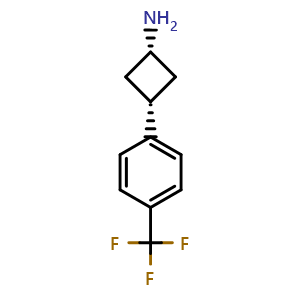 Chemical structure of cis-3-[4-(trifluoromethyl)phenyl]cyclobutanamine , CAS 1812174-93-8, AChemBlock T93962