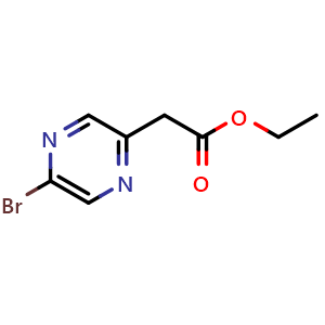 Chemical structure of ethyl 2-(5-bromopyrazin-2-yl)acetate , CAS 2106364-36-5, AChemBlock T94029