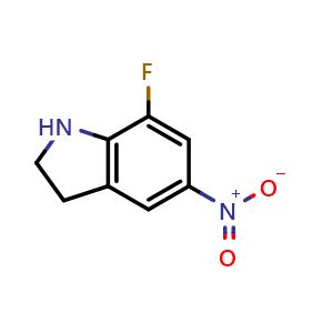 Chemical structure of 7-fluoro-5-nitro-indoline , CAS 1268816-57-4, AChemBlock T94049