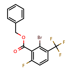 Chemical structure of Benzyl 2-bromo-6-fluoro-3-(trifluoromethyl)benzoate , CAS 2271443-04-8, AChemBlock T94083