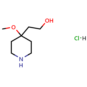 Chemical structure of 2-(4-methoxy-4-piperidyl)ethanol hydrochloride , CAS 2411639-15-9, AChemBlock T94092