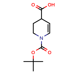 Chemical structure of 1-tert-butoxycarbonyl-3,4-dihydro-2H-pyridine-4-carboxylic acid , CAS 2169531-44-4, AChemBlock T94129
