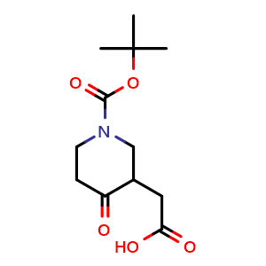 Chemical structure of 2-(1-tert-butoxycarbonyl-4-oxo-3-piperidyl)acetic acid , CAS 1259224-14-0, AChemBlock T94150