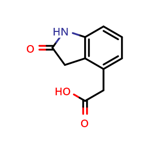 Chemical structure of 2-(2-oxoindolin-4-yl)acetic acid , CAS 122570-32-5, AChemBlock T94154