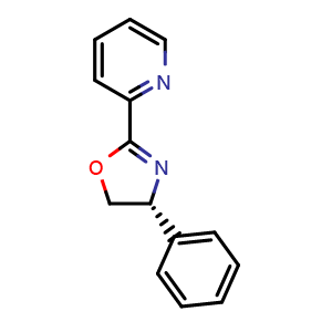 Chemical structure of (4R)-4-phenyl-2-(2-pyridyl)-4,5-dihydrooxazole , CAS 117408-99-8, AChemBlock T94171