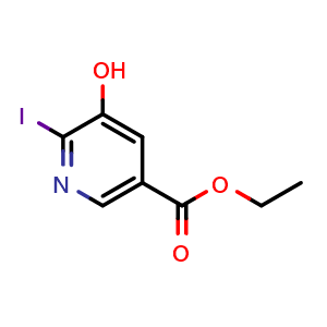 Chemical structure of Ethyl 5-hydroxy-6-iodonicotinate , CAS 59288-40-3, AChemBlock T94177