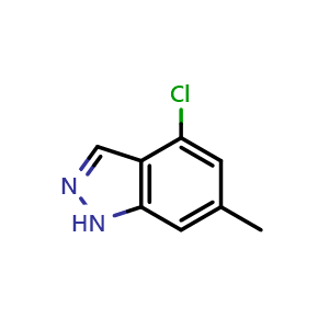 Chemical structure of 4-Chloro-6-methyl-1H-indazole , CAS 885521-74-4, AChemBlock T94260