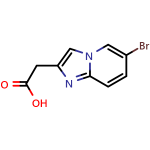 Chemical structure of 2-(6-Bromoimidazo[1,2-a]pyridin-2-yl)acetic acid , CAS 59128-15-3, AChemBlock T94263