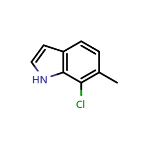 Chemical structure of 7-Chloro-6-methyl-1H-indole , CAS 1427376-81-5, AChemBlock T94273