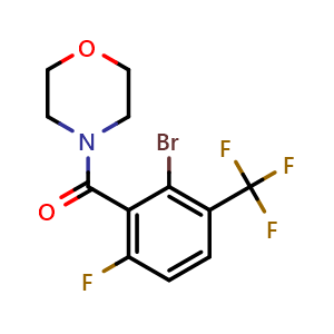 Chemical structure of 4-[2-Bromo-6-fluoro-3-(trifluoromethyl)benzoyl]morpholine , CAS 2271442-93-2, AChemBlock T94279