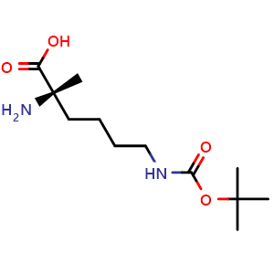 Chemical structure of (S)-2-amino-6-((tert-butoxycarbonyl)amino)-2-methylhexanoic acid , CAS 1202003-44-8, AChemBlock T94421