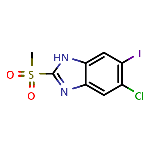 Chemical structure of 5-Chloro-6-iodo-2-(methylsulfonyl)-1H-benzo[d]imidazole , CAS 1219741-19-1, AChemBlock T94466