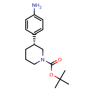 Chemical structure of tert-butyl (3R)-3-(4-aminophenyl)piperidine-1-carboxylate , CAS 1263284-59-8, AChemBlock T94482