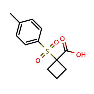 Chemical structure of 1-(4-methylbenzenesulfonyl)cyclobutane-1-carboxylic acid , CAS 926270-88-4, AChemBlock T94492