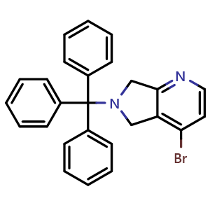 Chemical structure of 4-bromo-6-trityl-5,7-dihydropyrrolo[3,4-b]pyridine , CAS 2387600-33-9, AChemBlock T94512