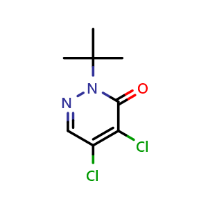 Chemical structure of 2-tert-butyl-4,5-dichloro-2,3-dihydropyridazin-3-one , CAS 84956-71-8, AChemBlock T94520