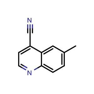 Chemical structure of 6-methylquinoline-4-carbonitrile , CAS 78812-11-0, AChemBlock T94522