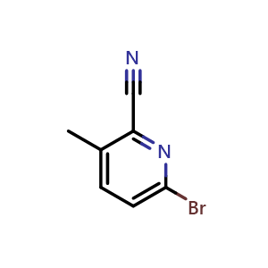 Chemical structure of 6-bromo-3-methyl-pyridine-2-carbonitrile , CAS 1379335-87-1, AChemBlock T94533