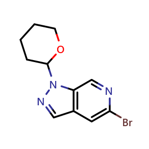 Chemical structure of 5-bromo-1-(tetrahydro-2H-pyran-2-yl)-1H-pyrazolo[3,4-c]pyridine , CAS 1416713-71-7, AChemBlock T94616