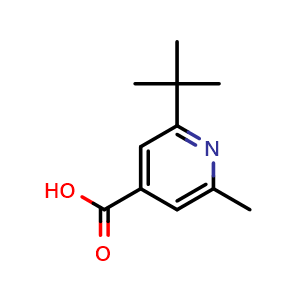 Chemical structure of 2-tert-butyl-6-methylpyridine-4-carboxylic acid , CAS 861803-64-7, AChemBlock T94637