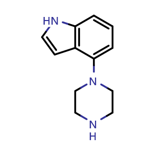 Chemical structure of 4-(piperazin-1-yl)-1H-indole , CAS 84807-09-0, AChemBlock T94656
