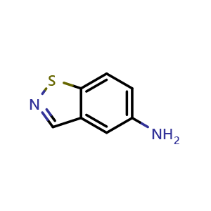Chemical structure of 1,2-benzothiazol-5-amine , CAS 53473-85-1, AChemBlock T94659