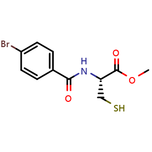 Chemical structure of Methyl (4-bromobenzoyl)-l-cysteinate , CAS 1947408-74-3, AChemBlock T94668