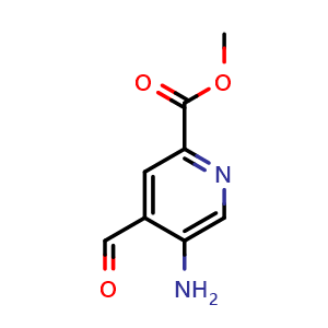 Chemical structure of methyl 5-amino-4-formyl-pyridine-2-carboxylate , CAS 1822855-77-5, AChemBlock T94727