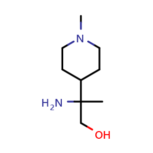 Chemical structure of 2-amino-2-(1-methyl-4-piperidyl)propan-1-ol , CAS 1781887-74-8, AChemBlock T94728