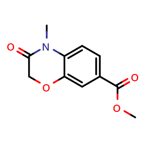 Chemical structure of methyl 3,4-dihydro-4-methyl-3-oxo-2H-benzo[b][1,4]oxazine-7-carboxylate , CAS 201294-27-1, AChemBlock T94784