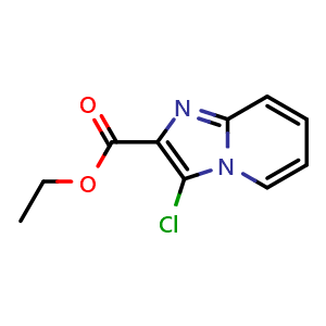 Chemical structure of Ethyl 3-chloroimidazo[1,2-a]pyridine-2-carboxylate , CAS 1000017-95-7, AChemBlock T94820