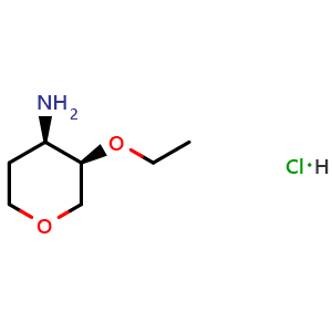 Chemical structure of cis-3-ethoxytetrahydropyran-4-amine hydrochloride , CAS 2411591-15-4, AChemBlock T94881