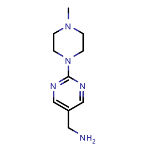 Chemical structure of [2-(4-methylpiperazin-1-yl)pyrimidin-5-yl]methanamine , CAS 1211528-97-0, AChemBlock T95028