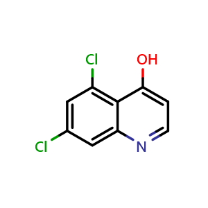 Chemical structure of 5,7-dichloroquinolin-4-ol , CAS 171850-29-6, AChemBlock T95046